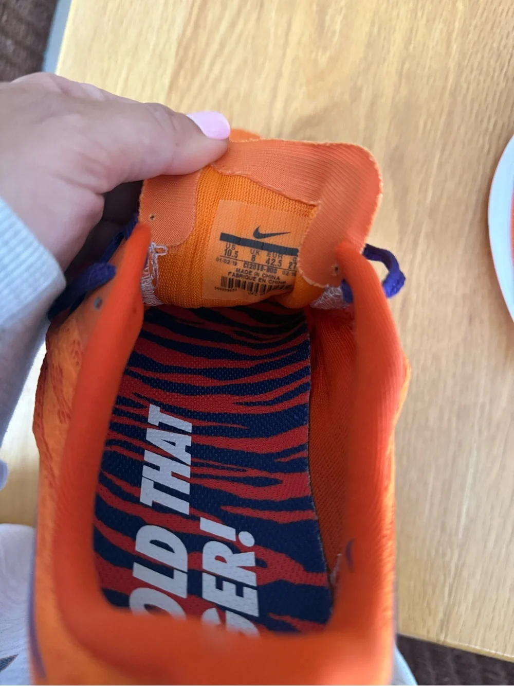 Nike Women's Clemson Orange Running Sneakers with Purple Details